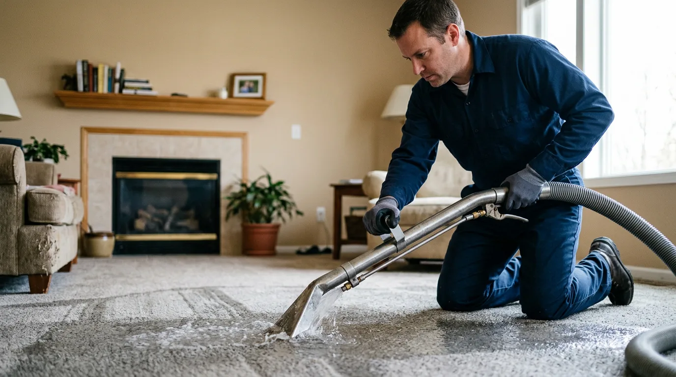 Water damage restoration technician working near Cove, AR